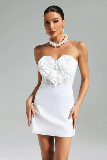 Ellora Satin Strapless Mesh Corset Heart Dress